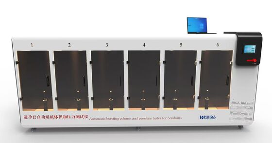 DETALHES DO EQUIPAMENTO DO TESTADOR AUTOMÁTICO DE VOLUME E PRESSÃO DE RUPTURA DE CAMISINHAS 5105-HD