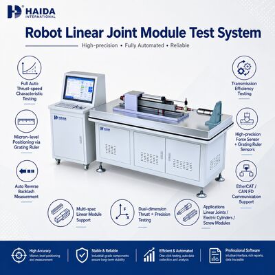 Sistema de teste de módulo de articulação linear de robô Máquina de teste de atuador linear Velocidade de empurrão Reacção de posicionamento de precisão