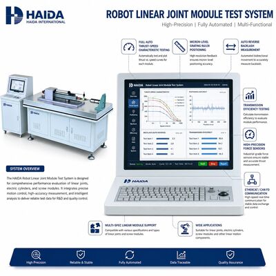 Sistema de teste de módulo de articulação linear de robô Máquina de teste de atuador linear Velocidade de empurrão Reacção de posicionamento de precisão
