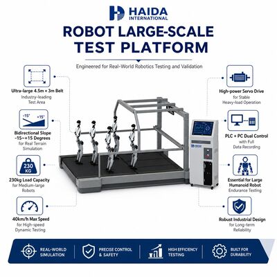 Plataforma de Teste em Larga Escala para Robôs Humanoides, Correia, Carga de 230kg, 40km/h, Equipamento de Teste de Fadiga de Resistência em Inclinação Bidirecional