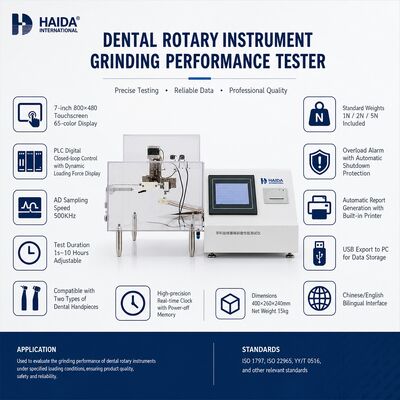 Testador de Desempenho de Moagem de Instrumentos Rotativos Odontológicos Máquina de Teste de Desgaste de Ponta de Broca Teste de Eficiência de Corte para Controle de Qualidade de Peça de Mão