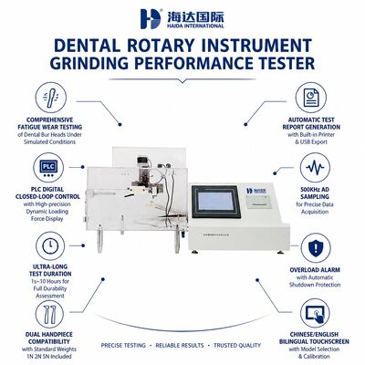 Testador de Desempenho de Moagem de Instrumentos Rotativos Odontológicos Máquina de Teste de Desgaste de Ponta de Broca Teste de Eficiência de Corte para Controle de Qualidade de Peça de Mão