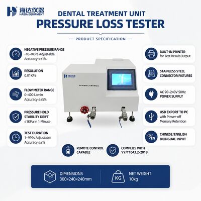 Testador de Perda de Pressão para Unidade de Tratamento Odontológico, Máquina de Teste de Decaimento de Pressão Negativa com Resolução de 0,01 kpa, Equipamento Odontológico