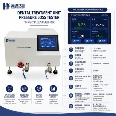 Testador de Perda de Pressão para Unidade de Tratamento Odontológico, Máquina de Teste de Decaimento de Pressão Negativa com Resolução de 0,01 kpa, Equipamento Odontológico