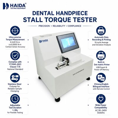 Máquina de medição de torque para equipamento de teste de QC de turbina dentária com alta precisão 0,0005 Nm