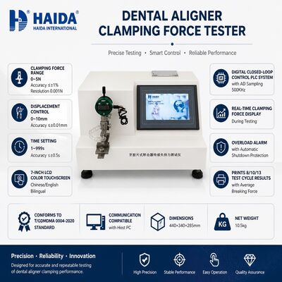 Teste de força de fixação do alinhador dental Teste de força do alinhador claro Equipamento da máquina de teste de alinhamento ortodôntico Medidor de força 0,001N Precisão de resolução