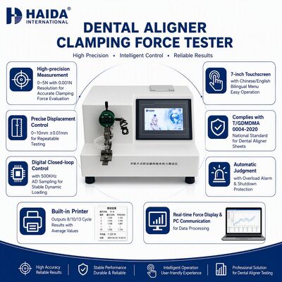 Teste de força de fixação do alinhador dental Teste de força do alinhador claro Equipamento da máquina de teste de alinhamento ortodôntico Medidor de força 0,001N Precisão de resolução