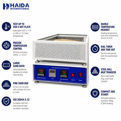 Equipamento de Teste de Calçados HAIDA Testador de Isolamento Térmico para Calçados Máquina de Teste de Isolamento Térmico para Calçados Inteiros ISO 20344 5.12 Equipamento de Teste de Calçados